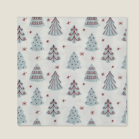 Serwetki świąteczne Winter Trees I 16x16 cm boże narodzenie, święta, świąteczne, biały-niebieski, 16x16x3 cm