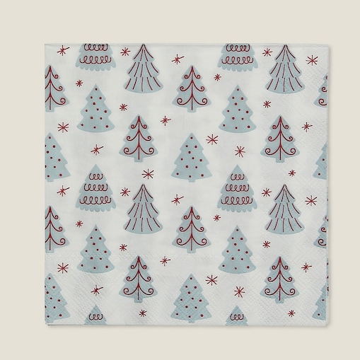 Serwetki świąteczne Winter Trees I 16x16 cm boże narodzenie, święta, świąteczne, biały-niebieski, 16x16x3 cm