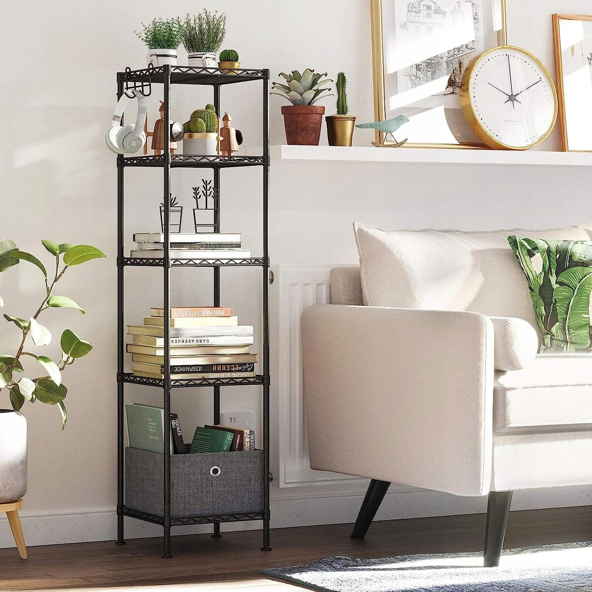 Regał Łazienkowy 30X30X123,5 Cm Czarny, Półprzezroczysty