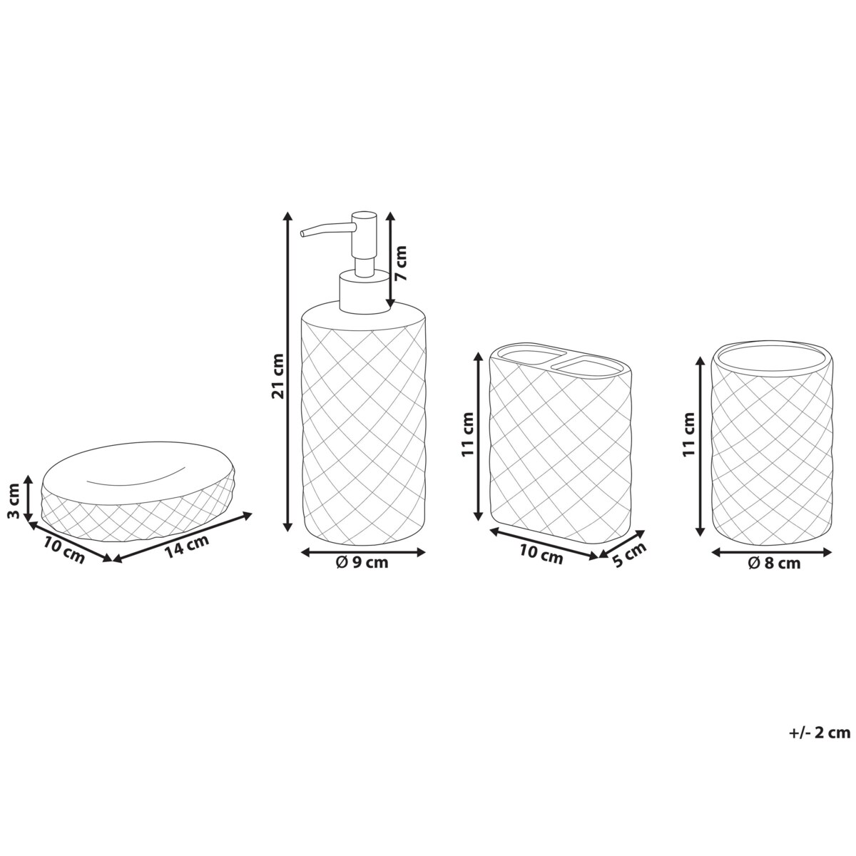 Zestaw akcesoriów łazienkowych 4 elementy GUATIRE Ceramika Turkusowy