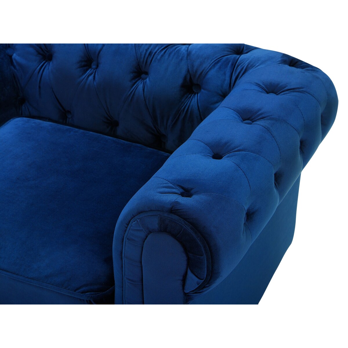 Fotel welurowy ciemnoniebieski CHESTERFIELD