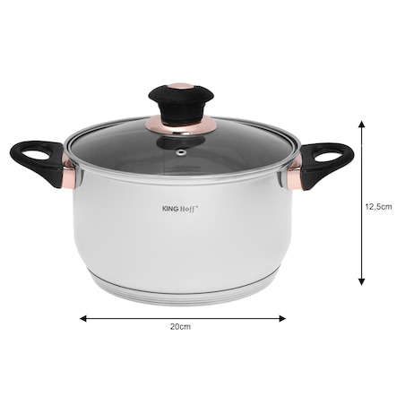 Zestaw garnków stalowych 12 ele. garnki na indukcję komplet Jumbo Rosegold KINGHOFF