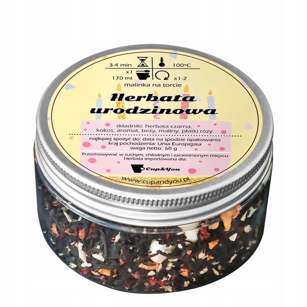 Herbata czarna URODZINOWA aromatyczny upominek-60g mieszanki, super prezent