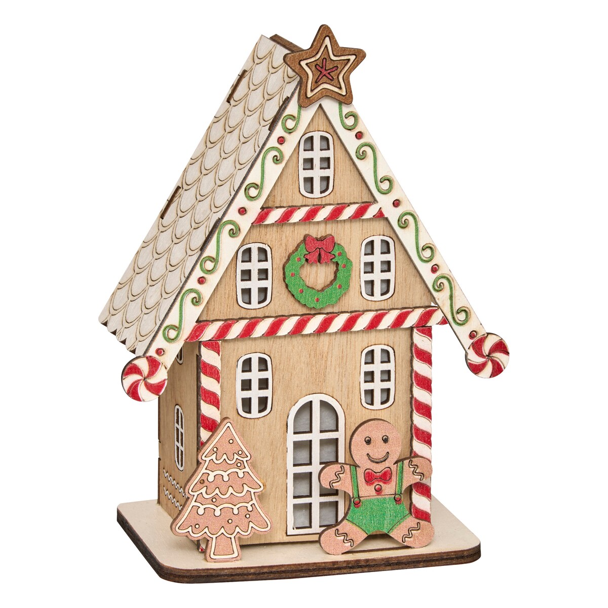 Lampion świąteczny LED, domek z piernika, 15 cm
