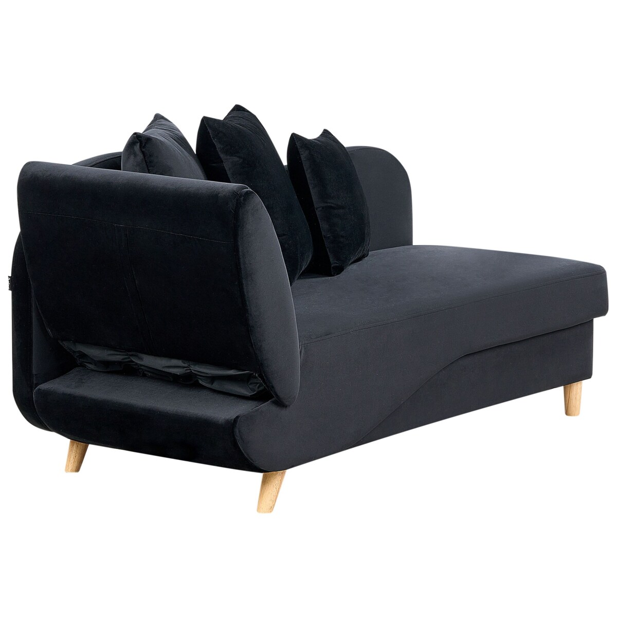 Szezlong welurowy z pojemnikiem lewostronny czarny MERI II