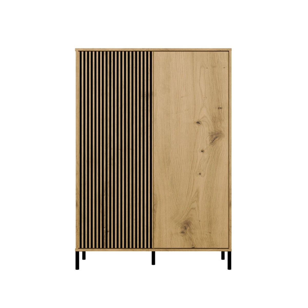 Witryna KAMARO 2DD SLIM/GŁADKI DĄB ARTISAN Lamele Front Ryflowany + Klasyczny