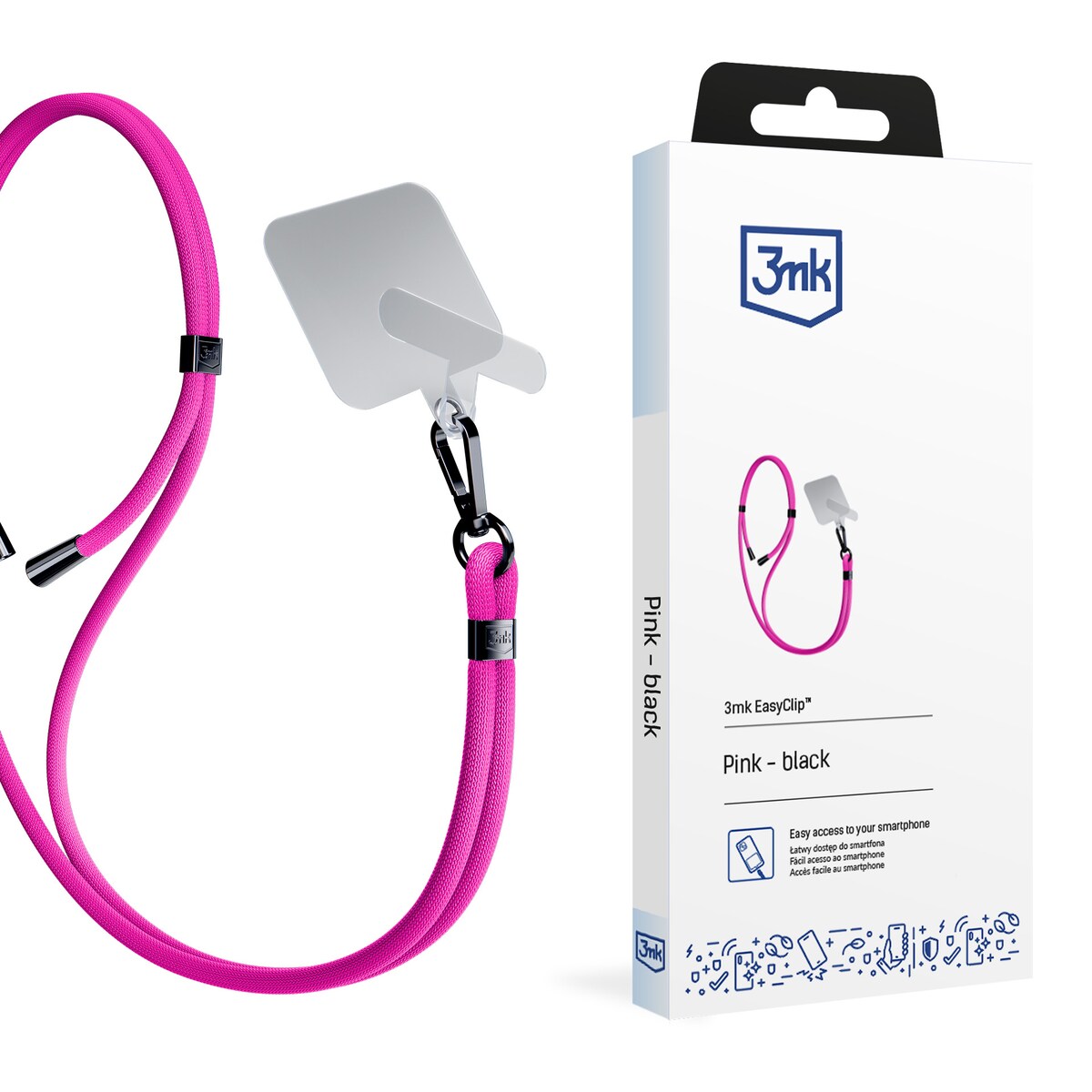 Smycz do telefonu - 3mk EasyClip Pink
