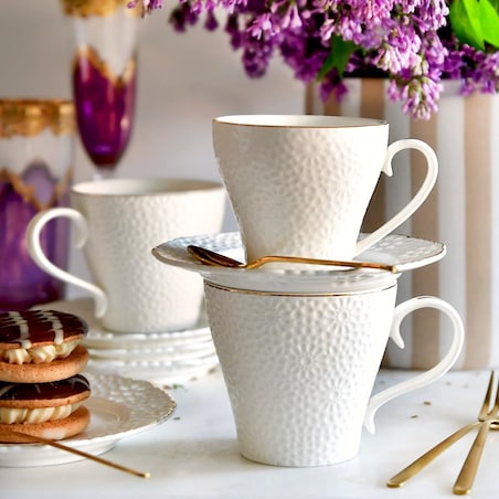 VILLA ITALIA Filiżanka porcelanowa 170 ml ze spodkiem LORETTA