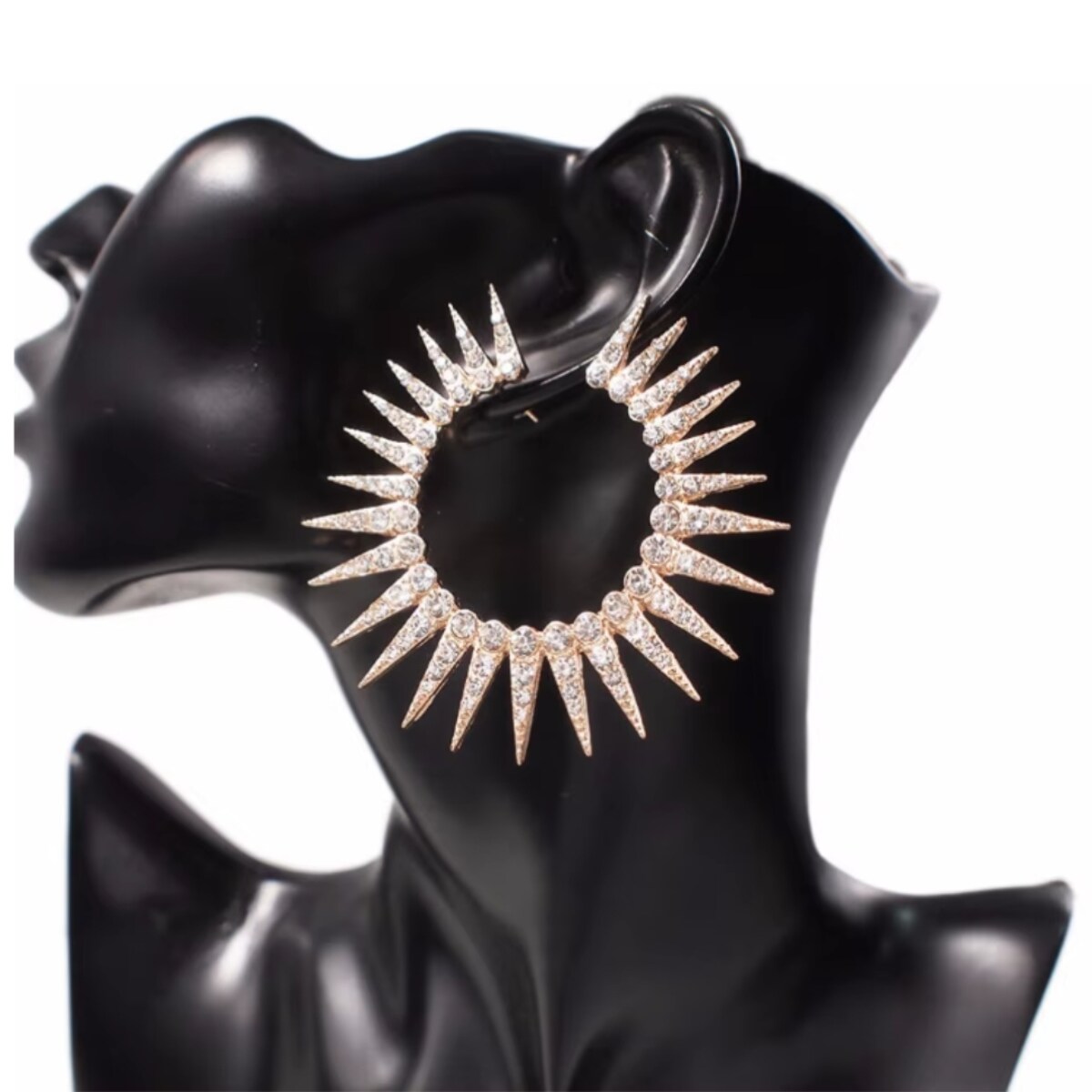 Złote kolczyki PUNK gothic złote kolce wizytowe z pazurem modne sztyfty