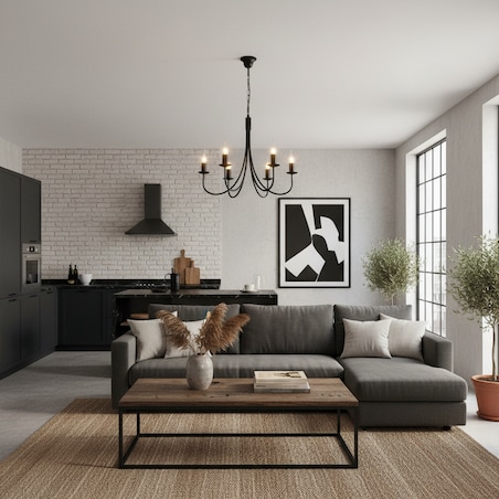 czarna lampa wisząca sufitowa 6 punktowa edylit loft do kuchni