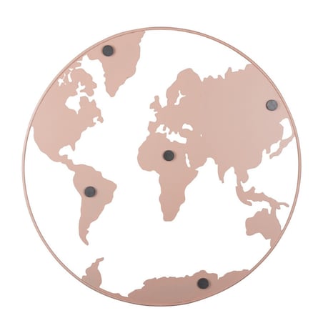 Tablica magnetyczna okrągła Mapa Świata Ø 50 cm różowa
