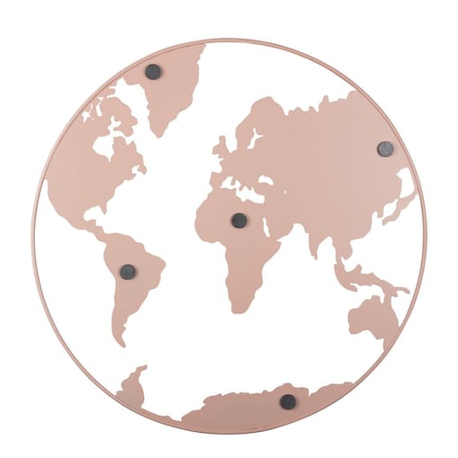 Tablica magnetyczna okrągła Mapa Świata Ø 50 cm różowa