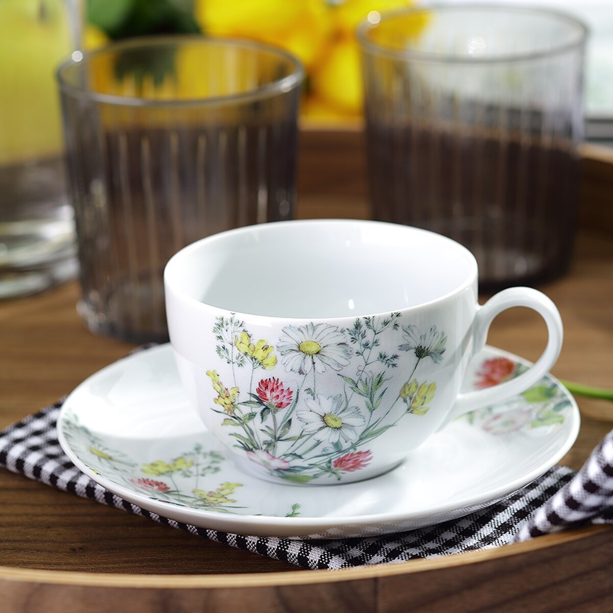 Zestaw filiżanek ze spodkami dla 6 osób 12 el. Yvette Letni Powiew G763