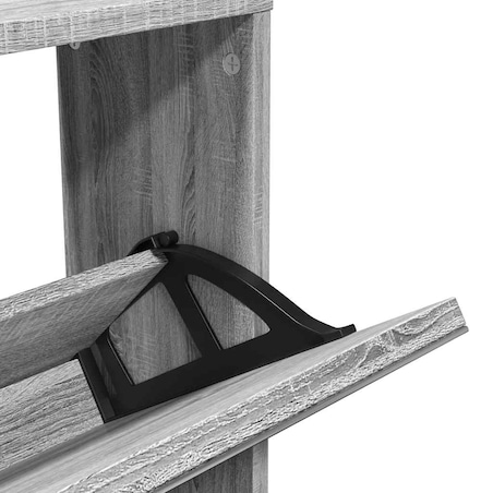 vidaXL Szafka na buty z lustrem, 5 poziomów, szary dąb, 63x17x169,5 cm