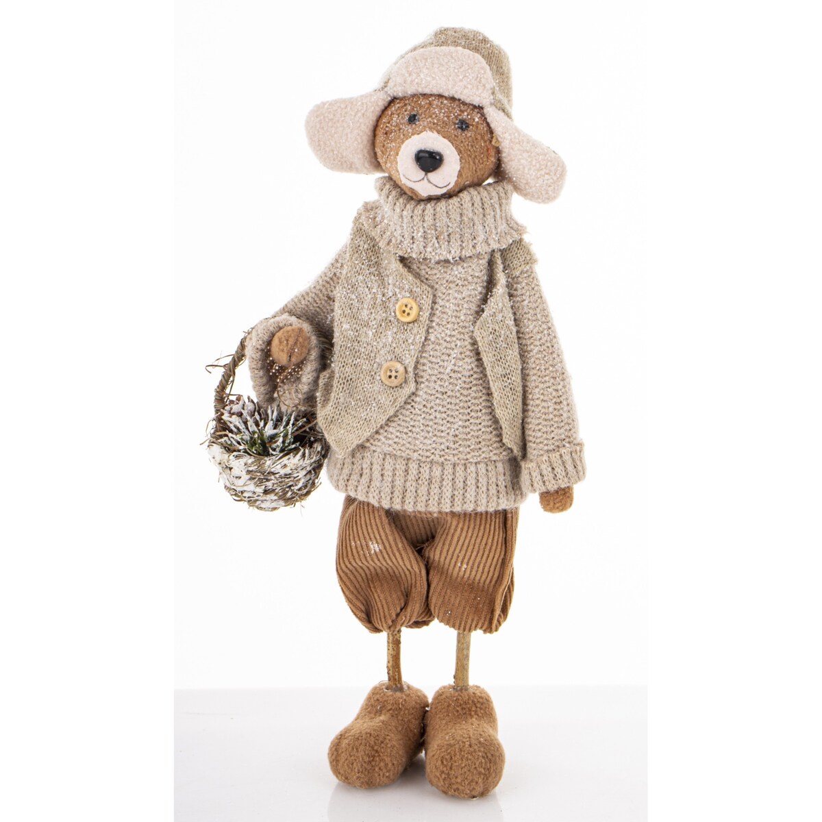 Figurka - szary Miś CAPELLO 32x16x8 cm z koszykiem