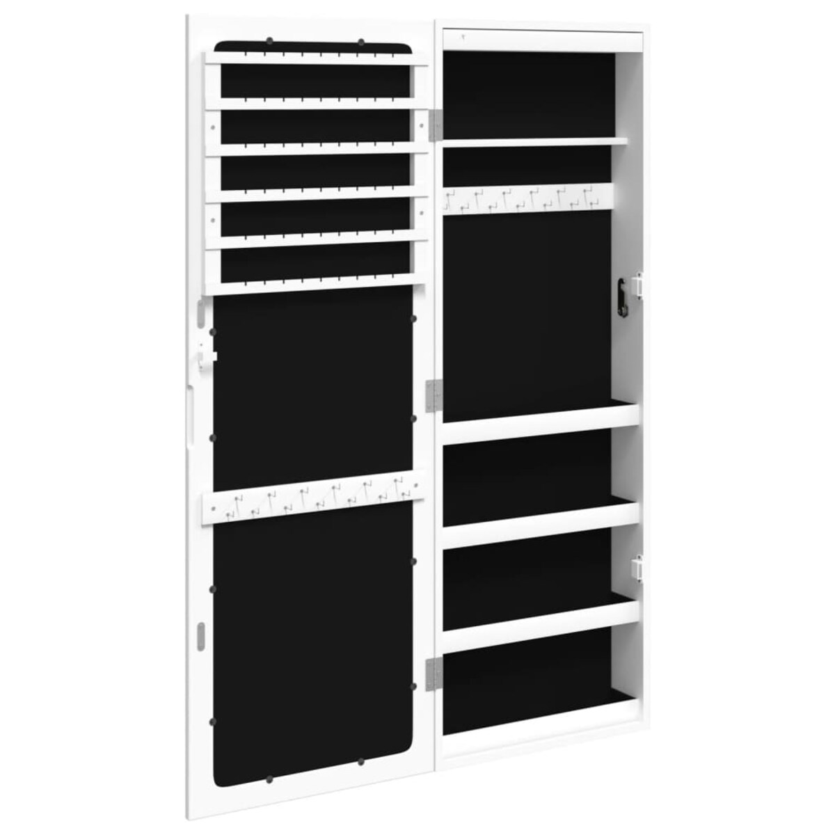 vidaXL Szafka ścienna na biżuterię, z lustrem i LED, biała