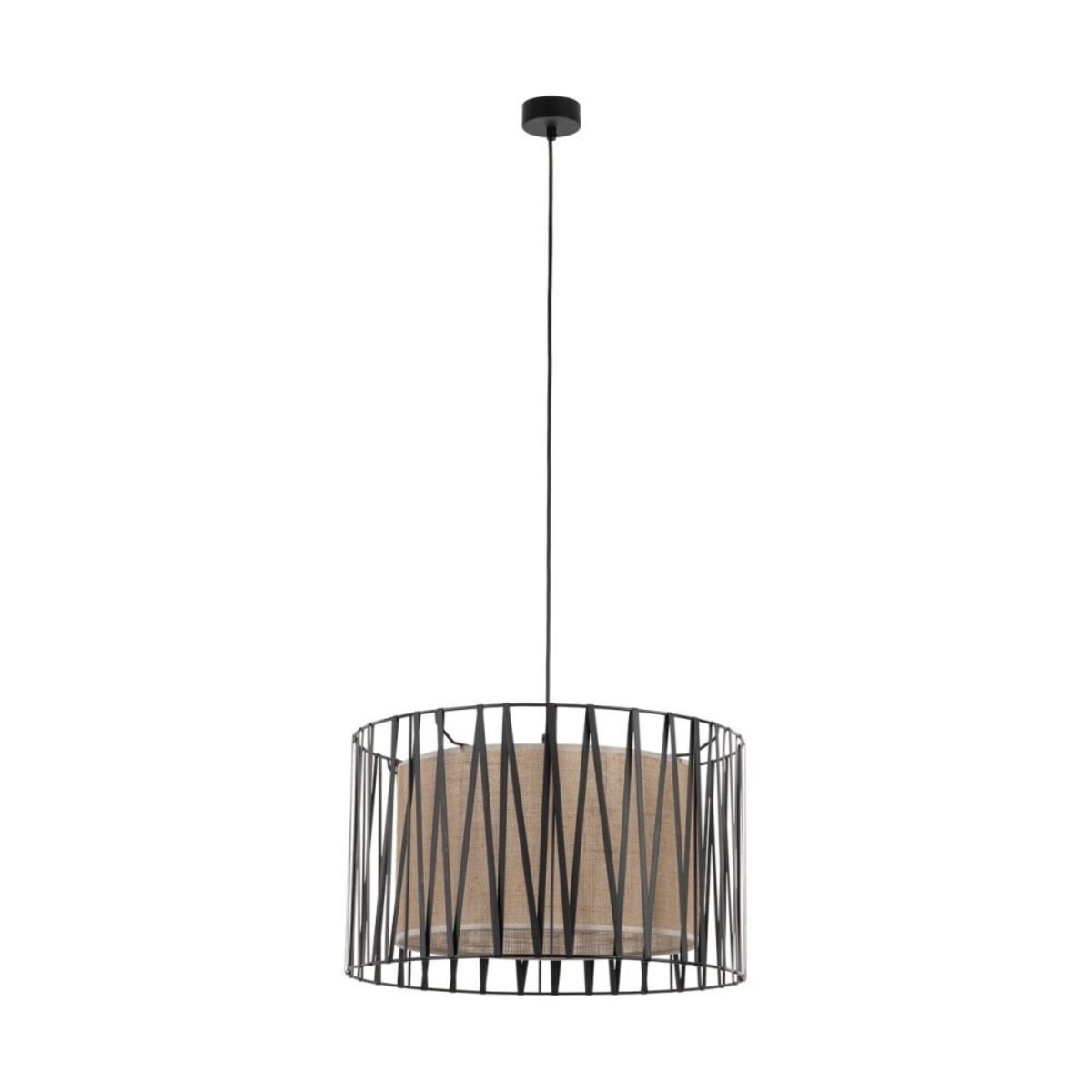 Lampa wisząca TK Lighting Harmony Nature 4557, 3xE27, juta, czarno-brązowa, śr. 50 cm, regulowana wysokość 120 cm