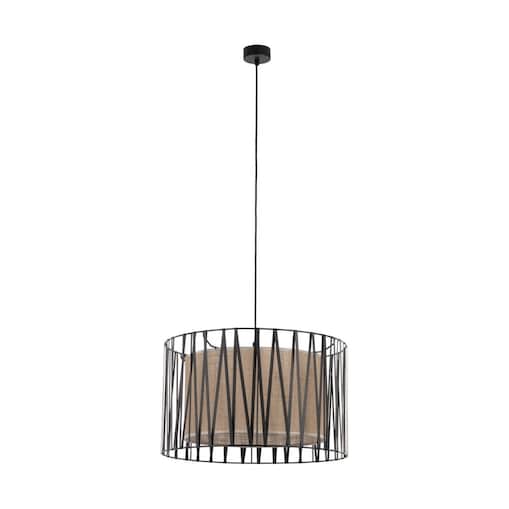 Lampa wisząca TK Lighting Harmony Nature 4557, 3xE27, juta, czarno-brązowa, śr. 50 cm, regulowana wysokość 120 cm