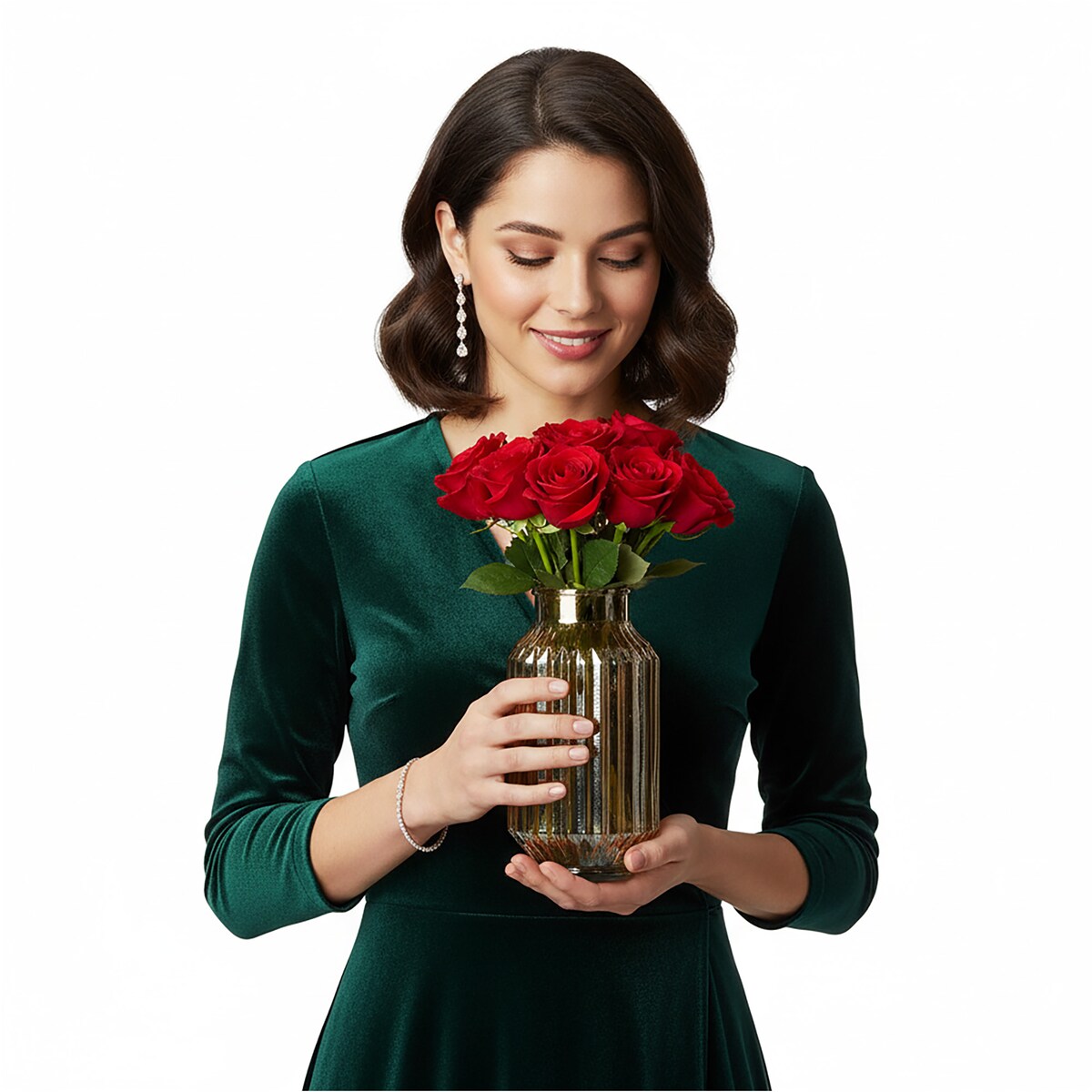 Wazon Szklany Wysoki Cylinder Dekoracyjny Na Kwiaty Ozdobny 23,5 cm