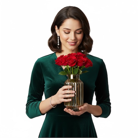 Wazon Szklany Wysoki Cylinder Dekoracyjny Na Kwiaty Ozdobny 23,5 cm