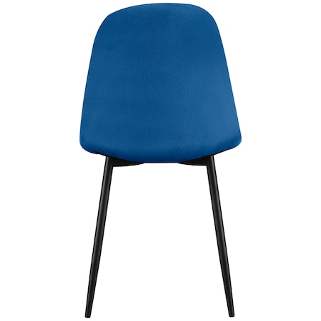 Krzesło tapicerowane welurowe pikowane do salonu z guzikami granatowe