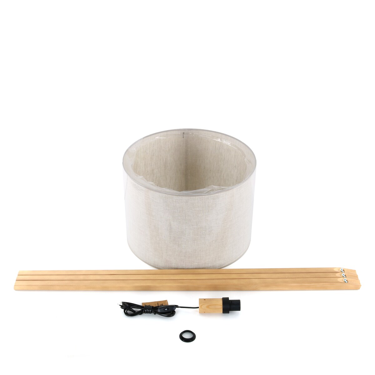 Lampa podłogowa TK Lighting GRAND SOSNA 16007, sosna/len, abażur 50 cm, E27, 145 cm