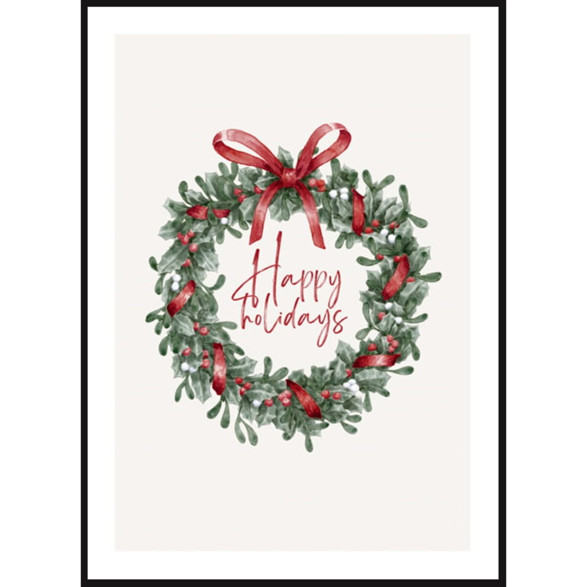 Poster Story, Plakat, Obraz - Wieniec Świąteczny Happy Holidays, wymiary 50 x 70 cm