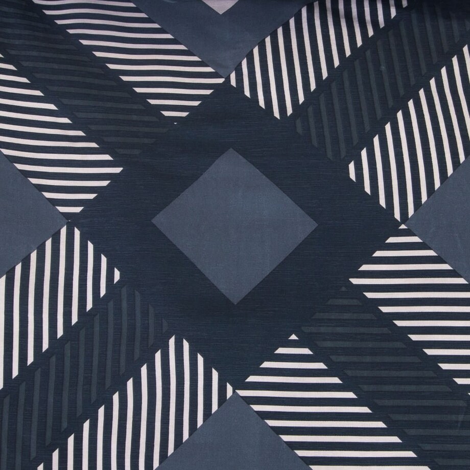 Pościel satyna bawełniana 160x200 Satynlove granatowo kremowy geometryczny wzór