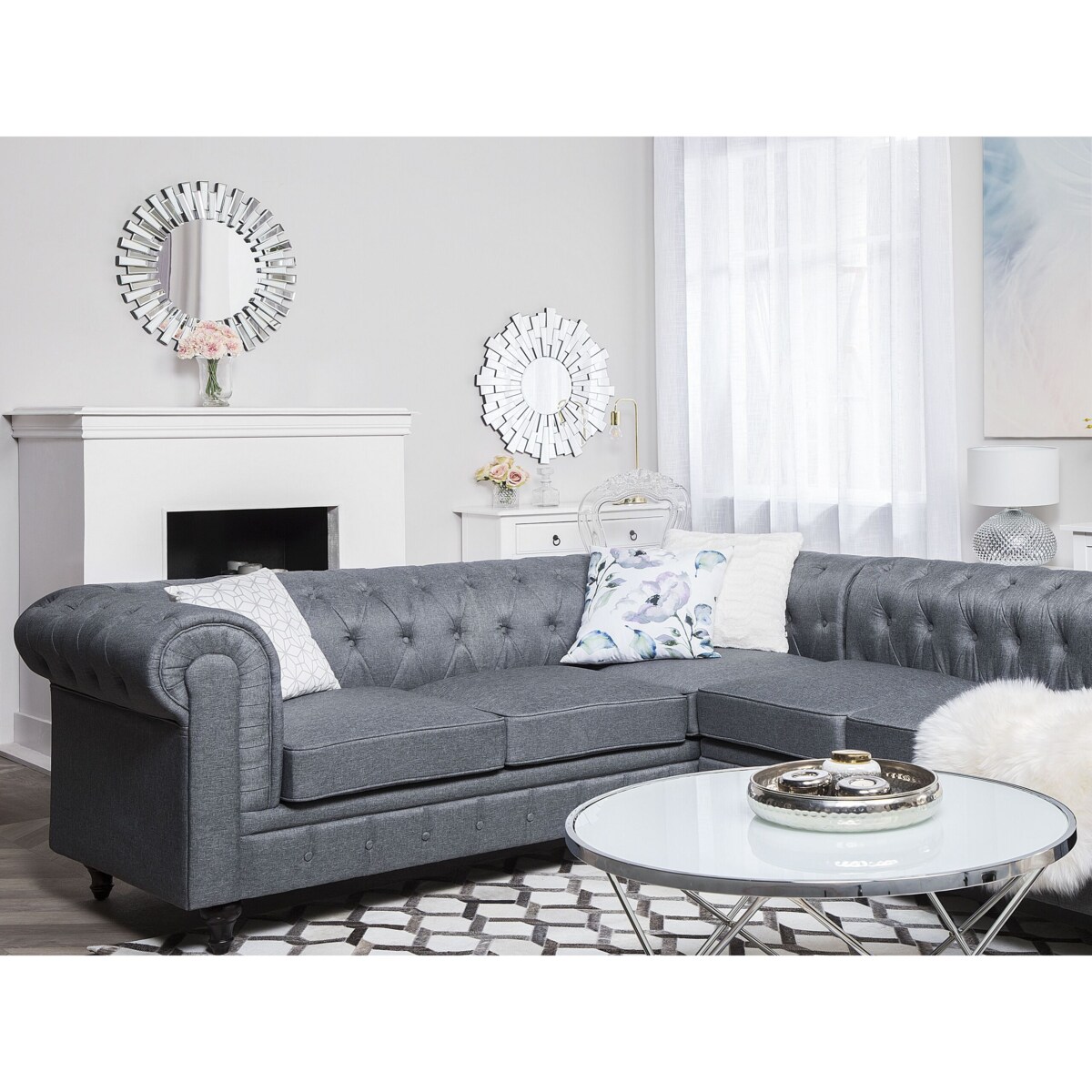 Narożnik prawostronny szary CHESTERFIELD