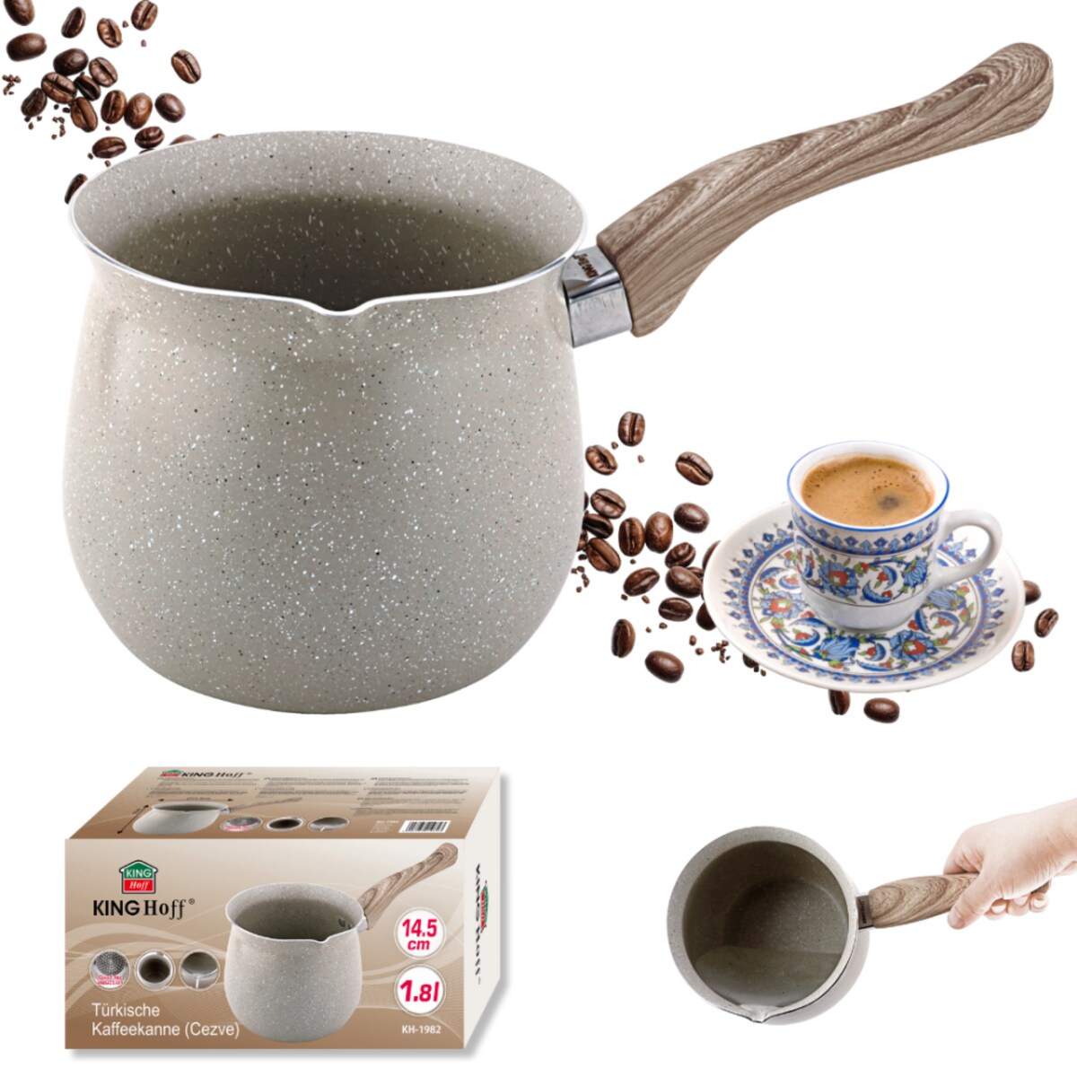 Kinghoff tygielek marmurkowy do kawy po turecku 1,8l 64811