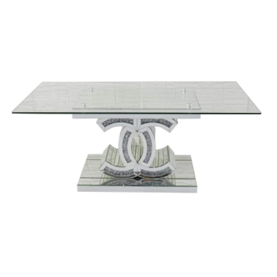 Lustrzany stolik kawowy CC z kryształkami Glamour Premium 120x60x45