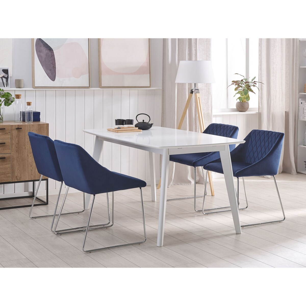 Zestaw 2 krzeseł do jadalni welurowy ciemnoniebieski ARCATA