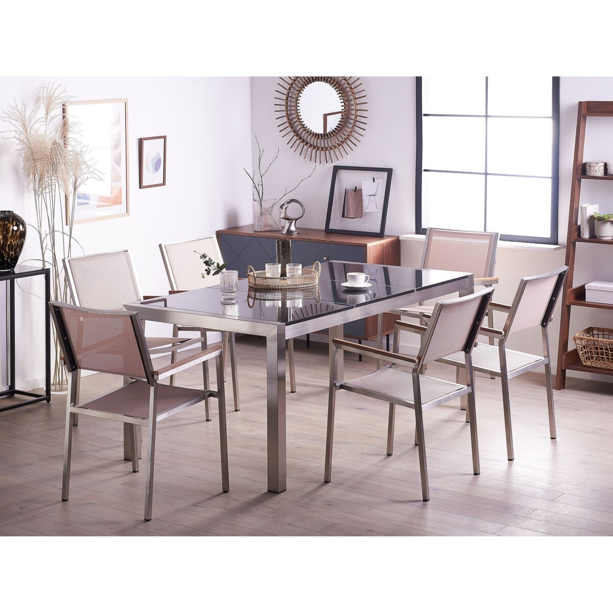 Stół ogrodowy granitowy dzielony blat 180 x 90 cm czarny GROSSETO