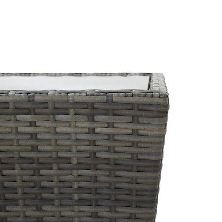 vidaXL Stolik herbaciany, szary, 41,5x41,5x43 cm, rattan PE i szkło
