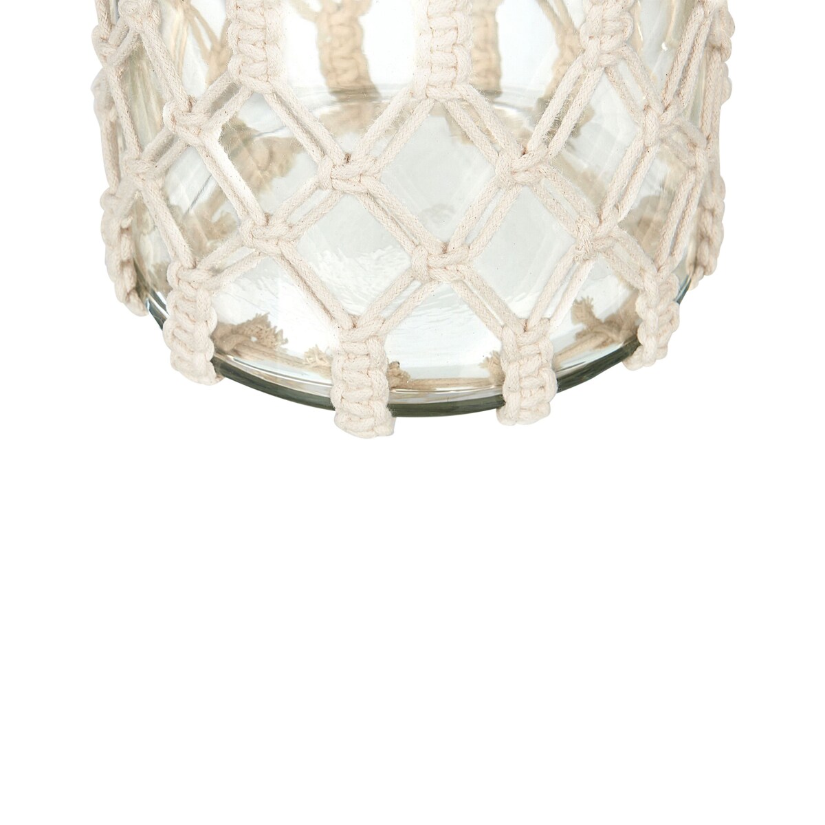 Lampion szklany makrama 31 cm biały JALEBI