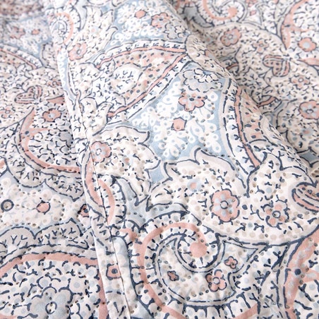 Narzuta pikowana niebieska Harem 170x210, dekoracyjny ornament, drukowana