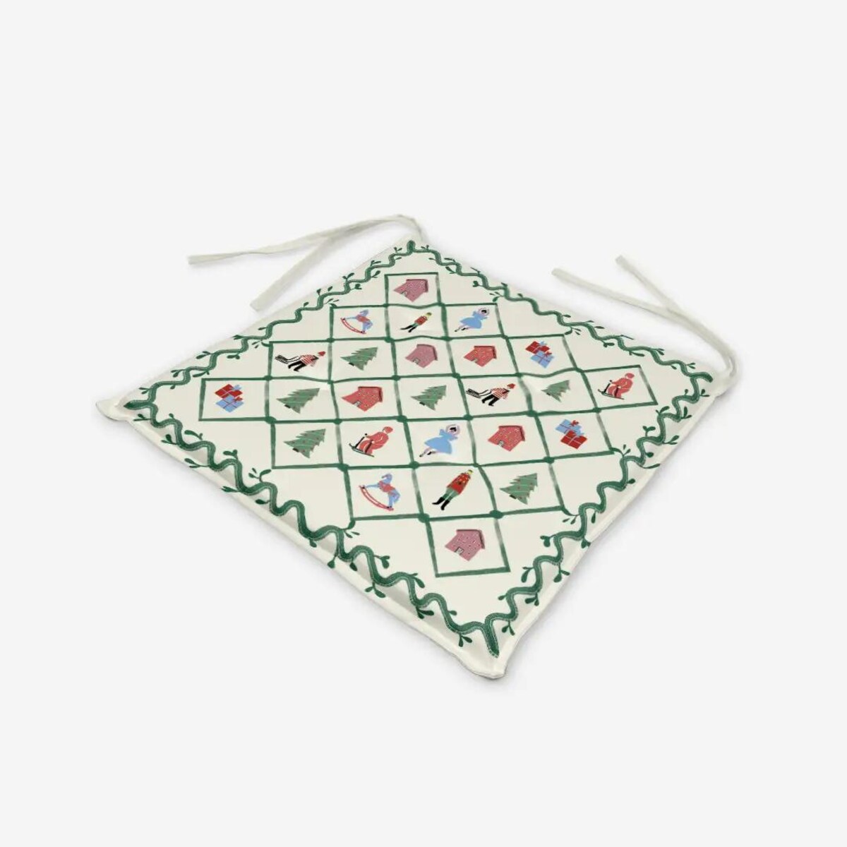 Poduszka świąteczna na krzesło - Retro wieniec