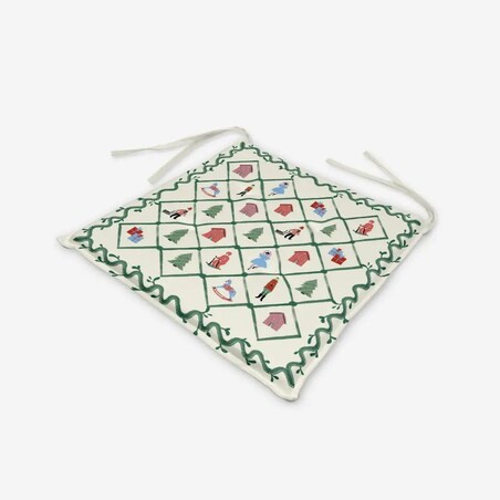 Poduszka świąteczna na krzesło - Retro wieniec