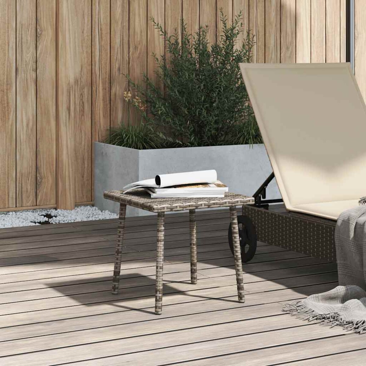 vidaXL Stolik kawowy ogrodowy prostokątny szary 40x40x37 cm polirattan