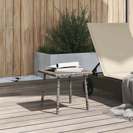 vidaXL Stolik kawowy ogrodowy prostokątny szary 40x40x37 cm polirattan