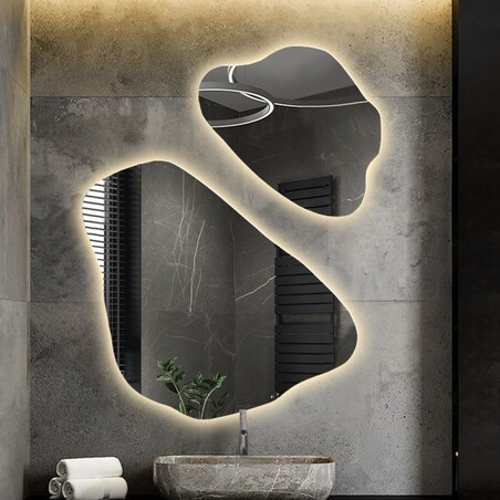 Zestaw luster o nieregularnym kształcie z podświetleniem - MORION LED