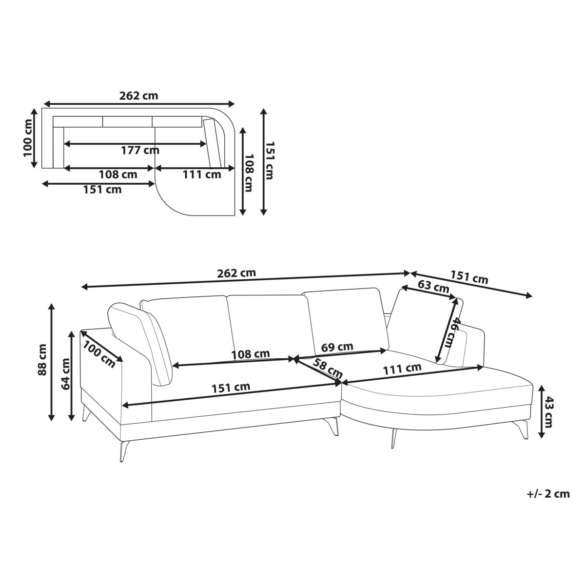Narożnik dla 3 osób MARUM Szenil Błękitny Lewostronny