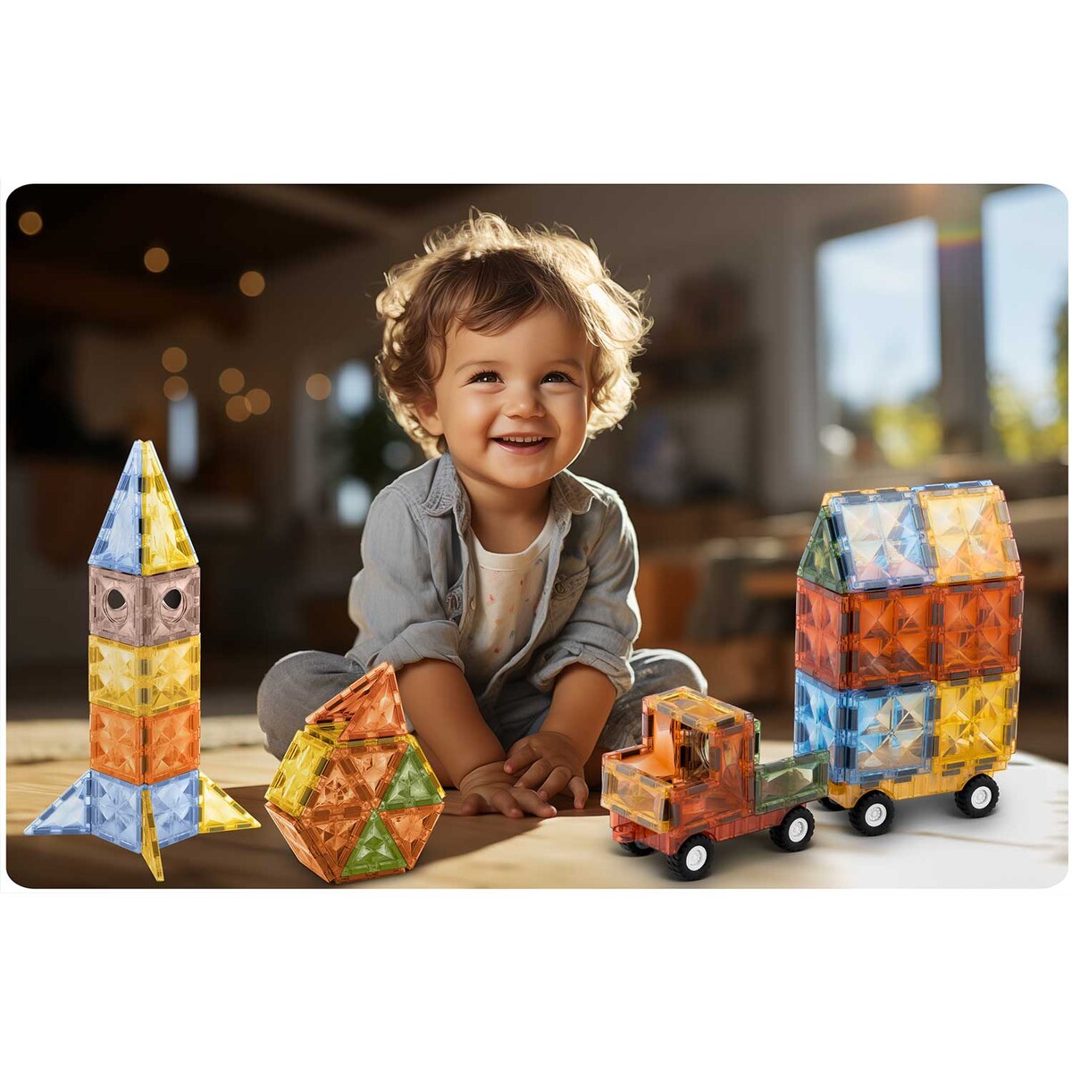 Klocki magnetyczne edukacyjne konstrukcyjne auto 3d Ricokids