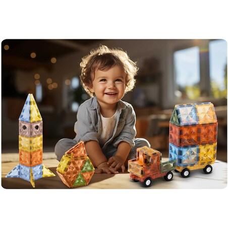 Klocki magnetyczne edukacyjne konstrukcyjne auto 3d Ricokids