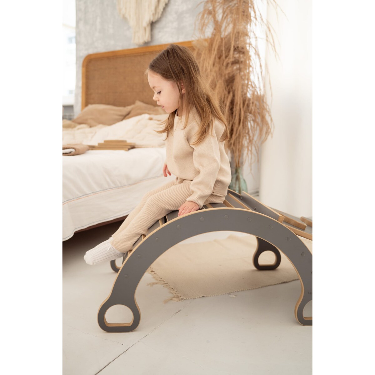 MAŁY bujak montessori + MAŁA zjeżdżalnia CHMURKI - szary