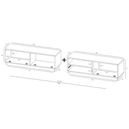 Szafka RTV Loft Stojąca / Wisząca Kaszmir MAT Komoda RTV Szuflada 240 cm