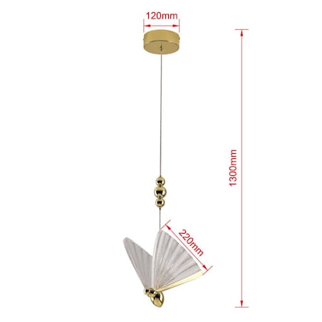 Glamour lampa zwieszana Mariposa LP-1715/1P Light Prestige LED 8W 3000-6000K motyl złota