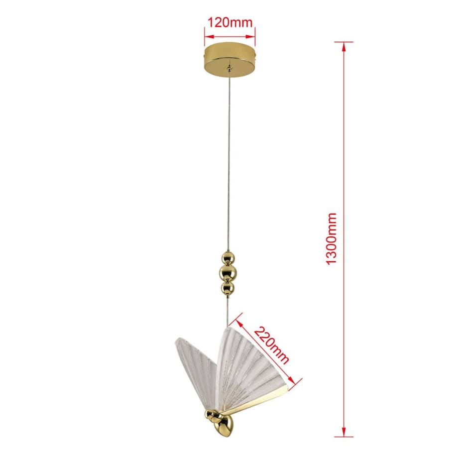 Glamour lampa zwieszana Mariposa LP-1715/1P Light Prestige LED 8W 3000-6000K motyl złota