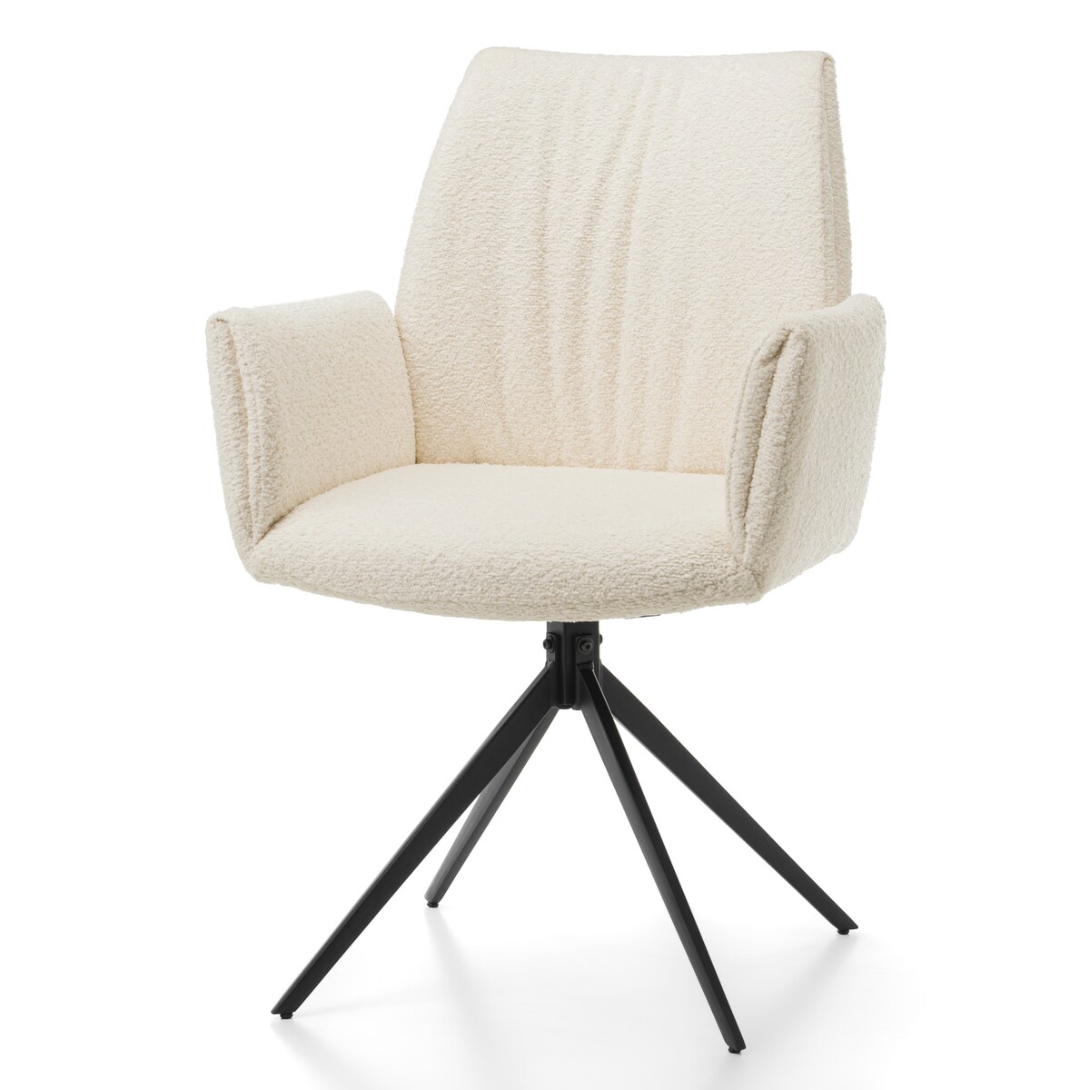 Krzesło tapicerowane szenilowe boucle ecru glamour do salonu PRATO jasnobeżowe