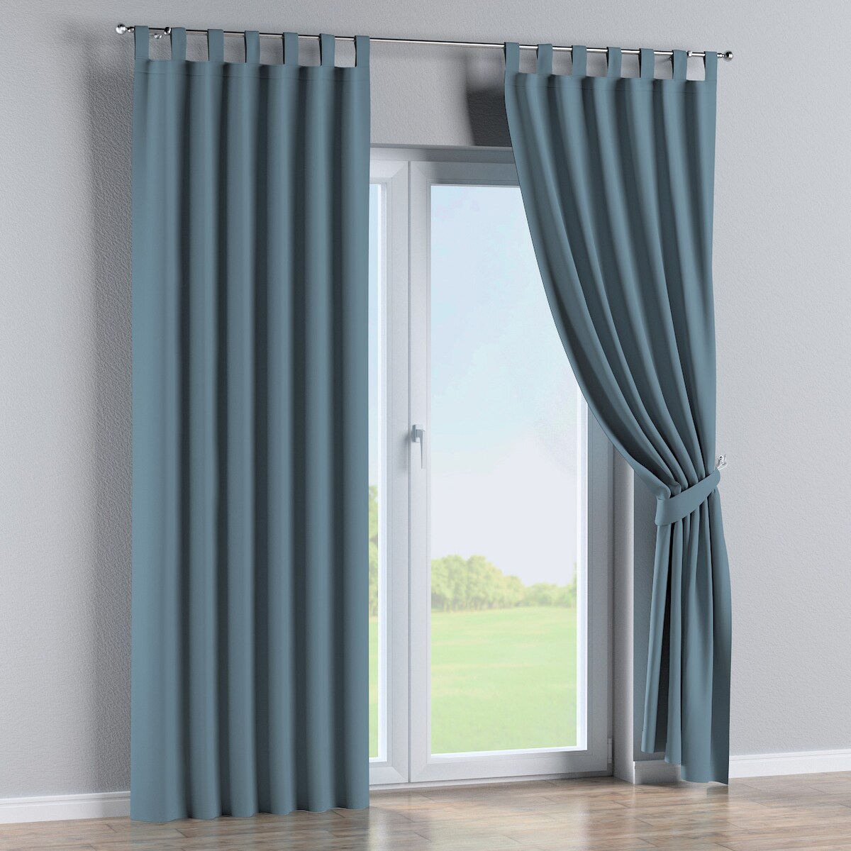 Zasłona na szelkach 1 szt. 130x245 ciemny morski niebieski